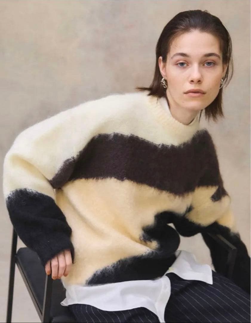 【PUBLIC TOKYO】パブリックトウキョウ　ブロックウェーブモヘアニット