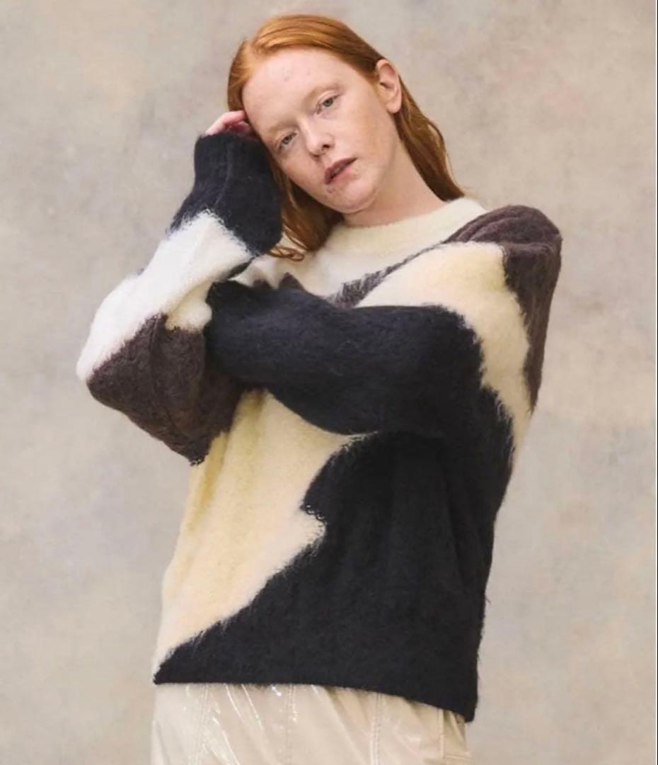 【PUBLIC TOKYO】パブリックトウキョウ　ブロックウェーブモヘアニット