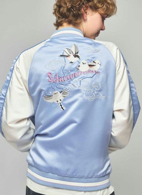 シマエナガ｜刺繍スカジャン 男女兼用 XL