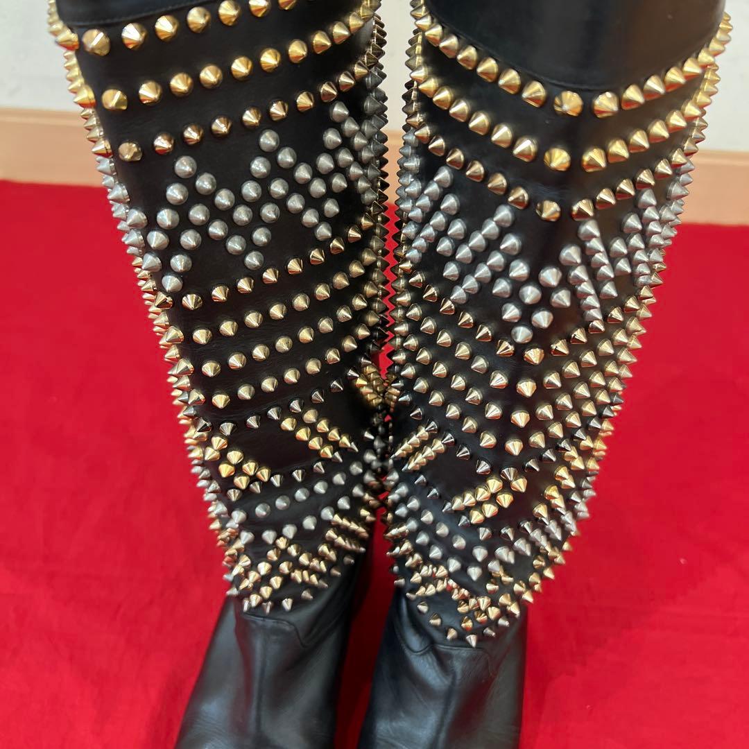 定価35万円　クリスチャンルブタン　スタッズ　ブーツ　ROM CHIC FLAT