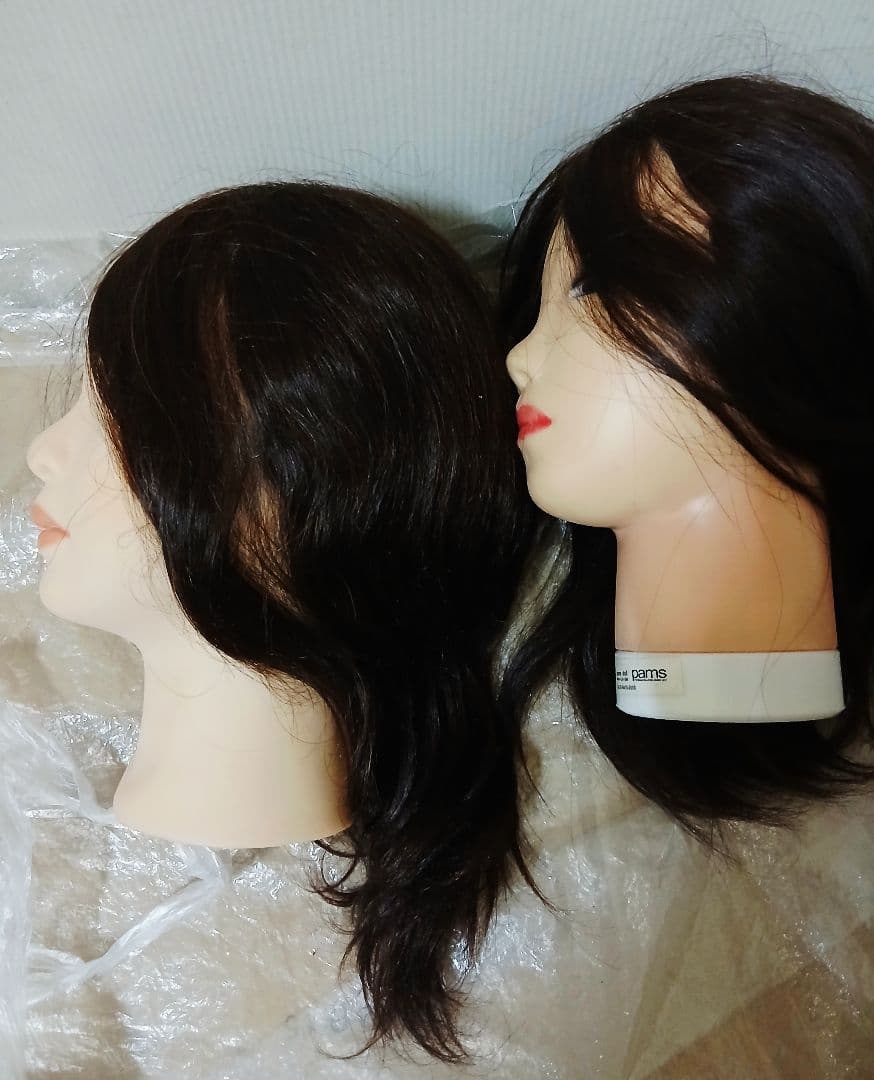 ウィッグ練習用 黒 ミディアム 4体セット