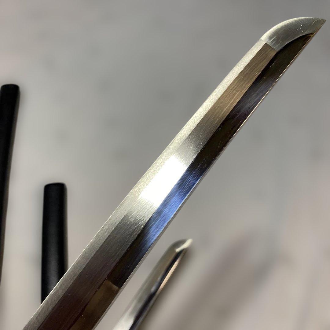 上級模造刀大小２本(刀袋付) 黒柄 竹笹小判鍔