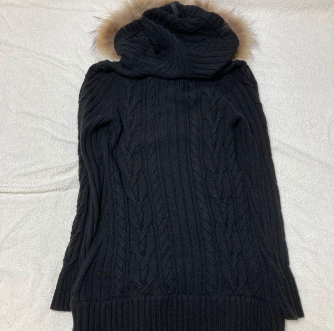 BURBERRY　ブルーレーベル　ダッフルコート　たぬきファー　黒　38サイズ