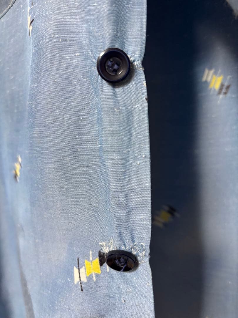 [60s] Ashfield レーヨンシャツ カスリ アトミック ハンドステッチ