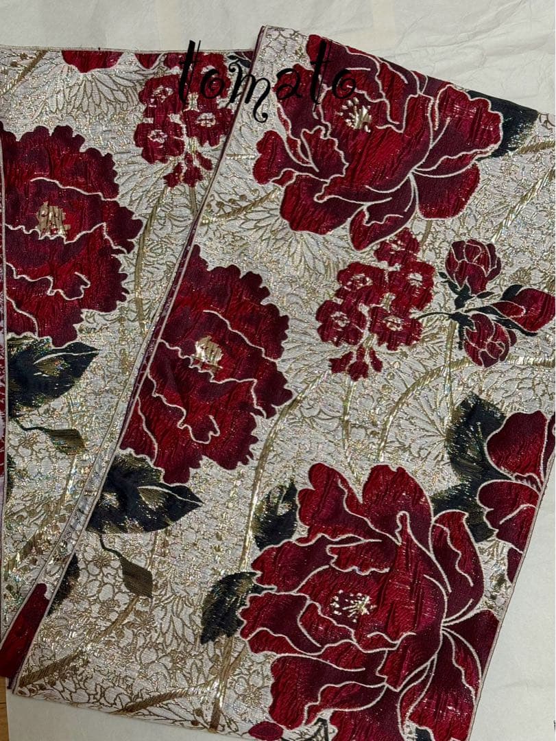 大人兵児帯【ブラックリリー】【シャクヤク紅】のセット