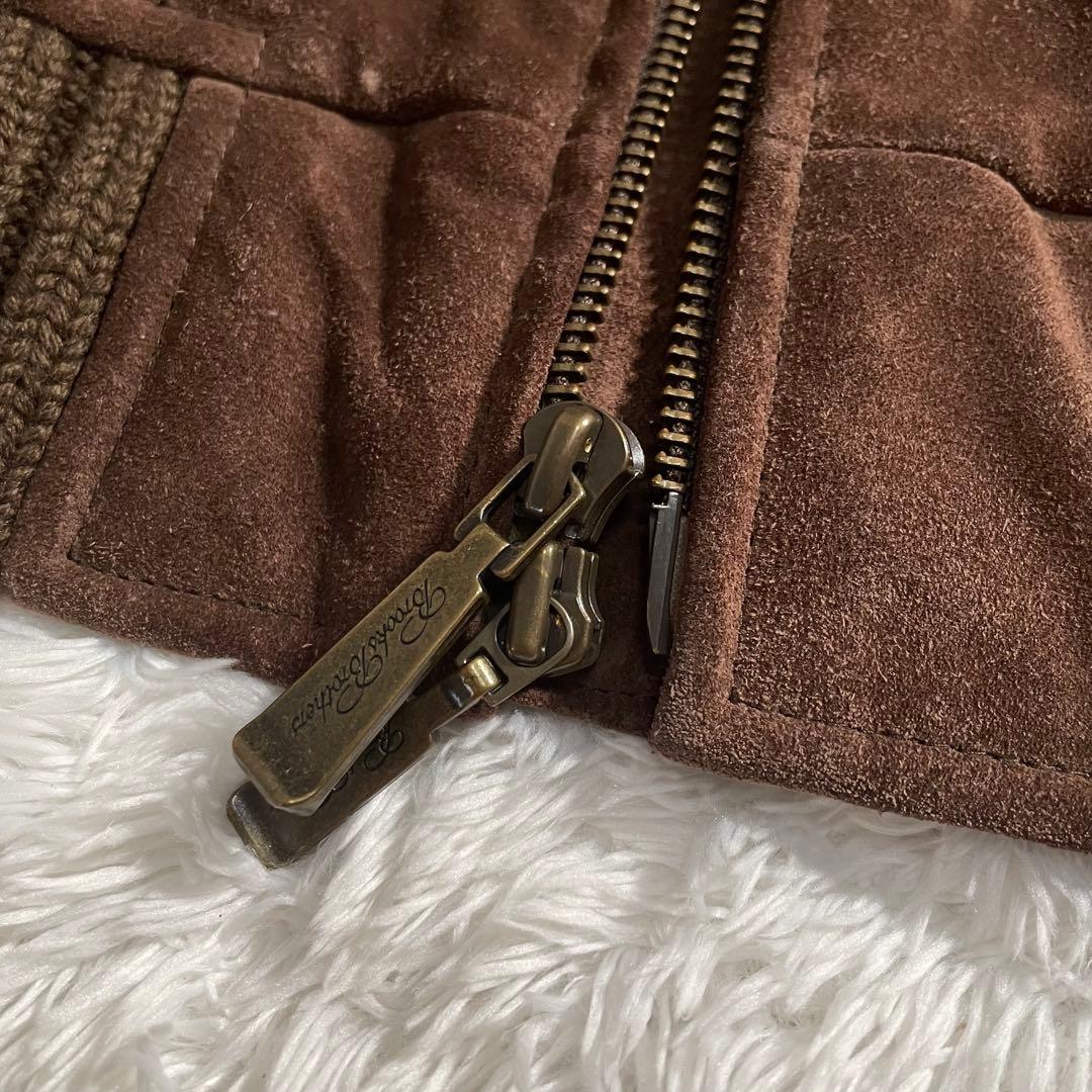 ブルックスブラザーズ ラムレザージャケット スウェード ニット 異素材切り替え