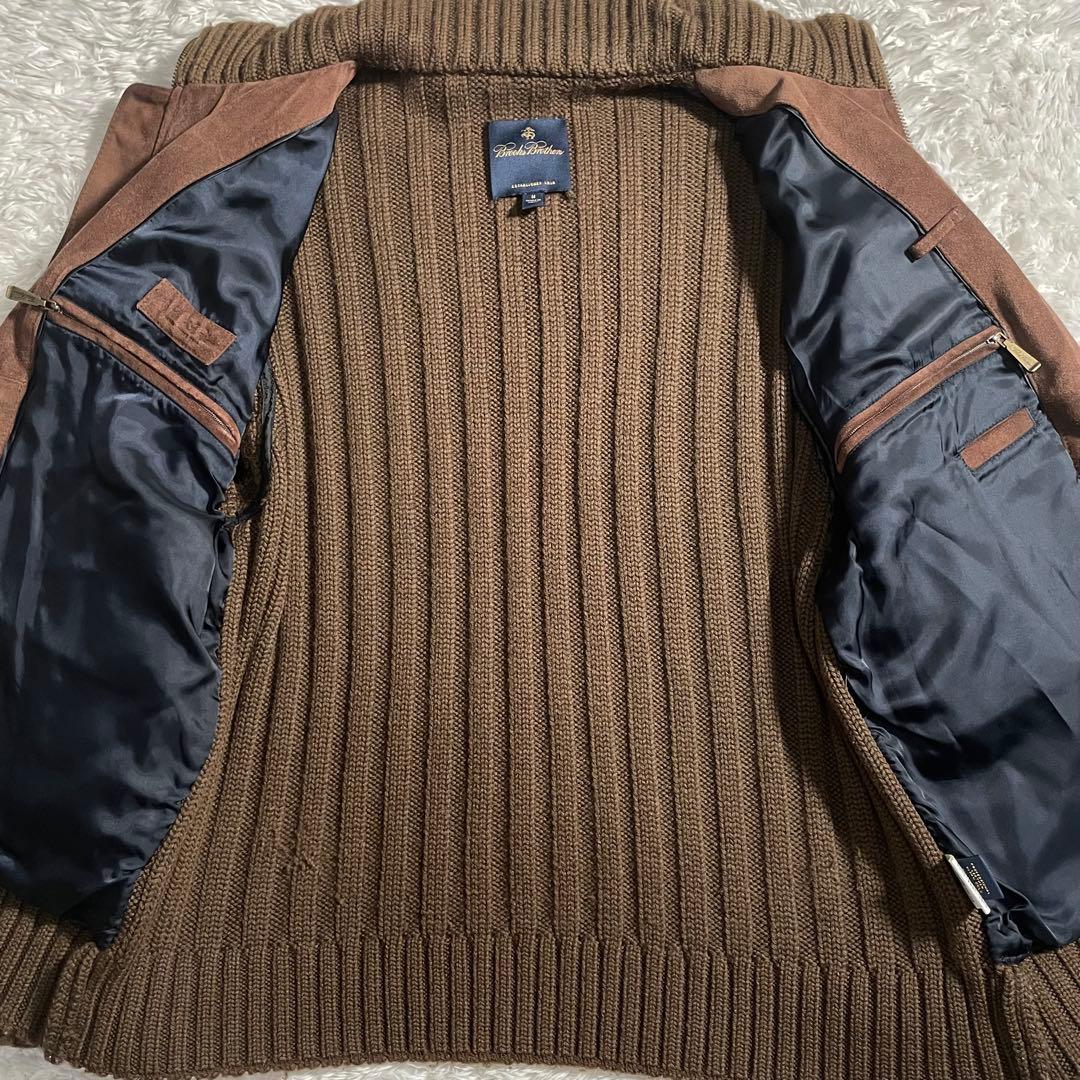 ブルックスブラザーズ ラムレザージャケット スウェード ニット 異素材切り替え