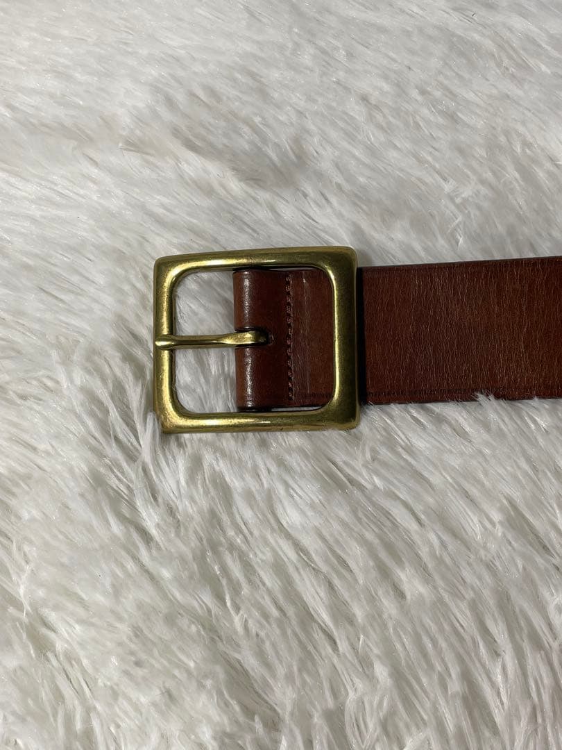 美品　Ralph Lauren 本革 レザーベルト ブラウン ゴールドバックル