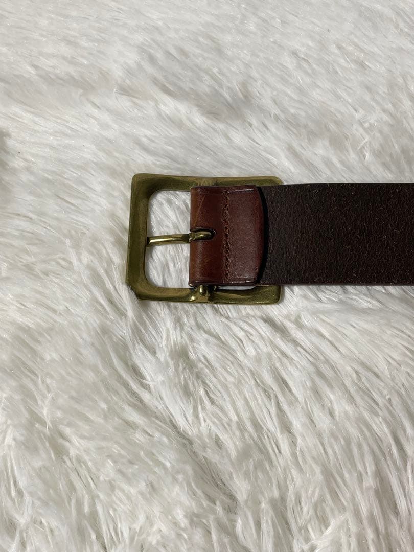 美品　Ralph Lauren 本革 レザーベルト ブラウン ゴールドバックル