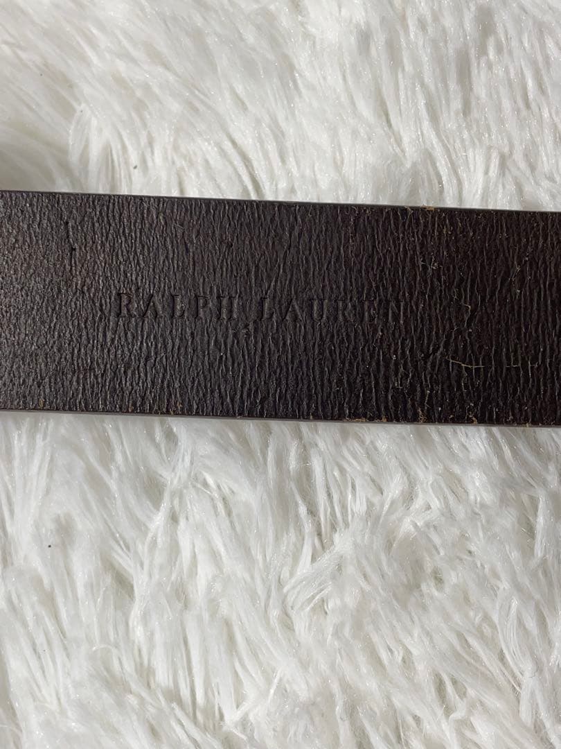 美品　Ralph Lauren 本革 レザーベルト ブラウン ゴールドバックル