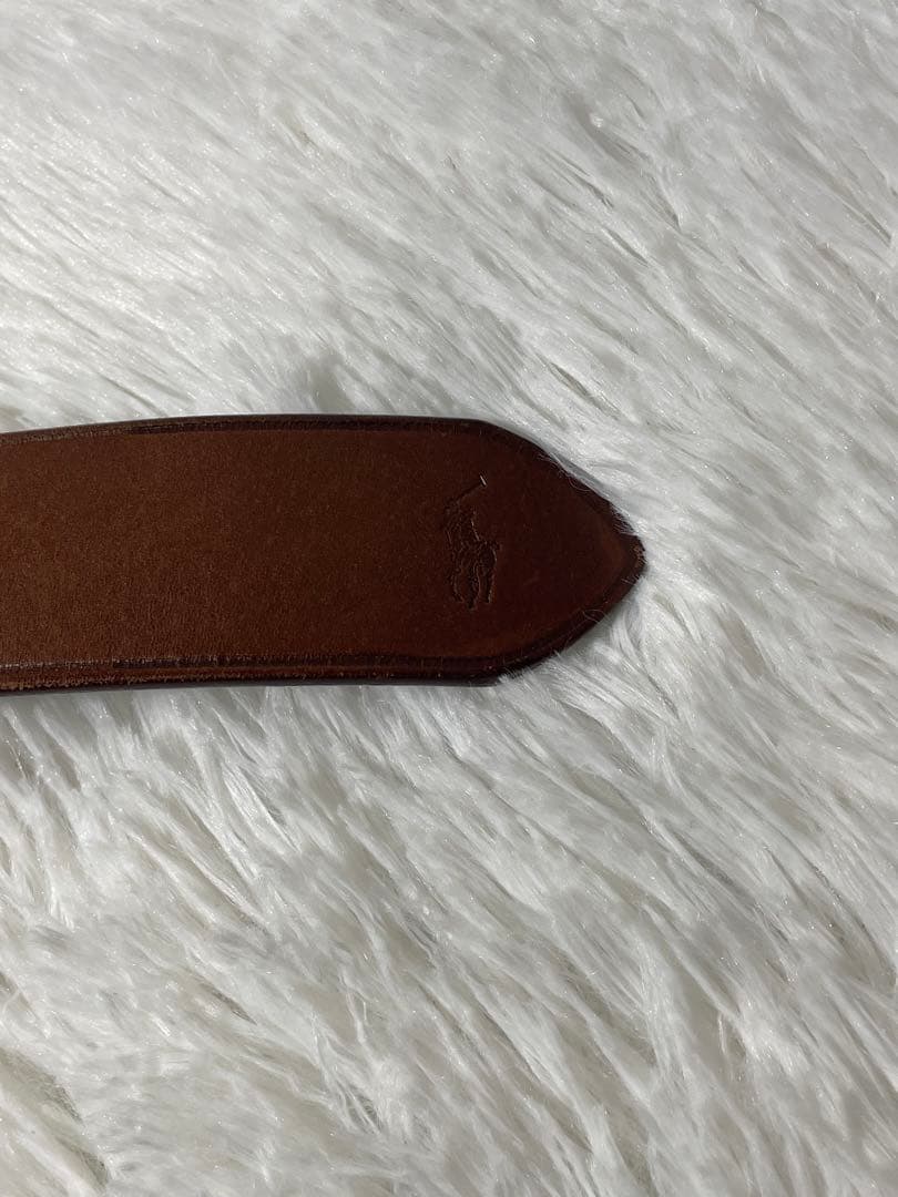 美品　Ralph Lauren 本革 レザーベルト ブラウン ゴールドバックル