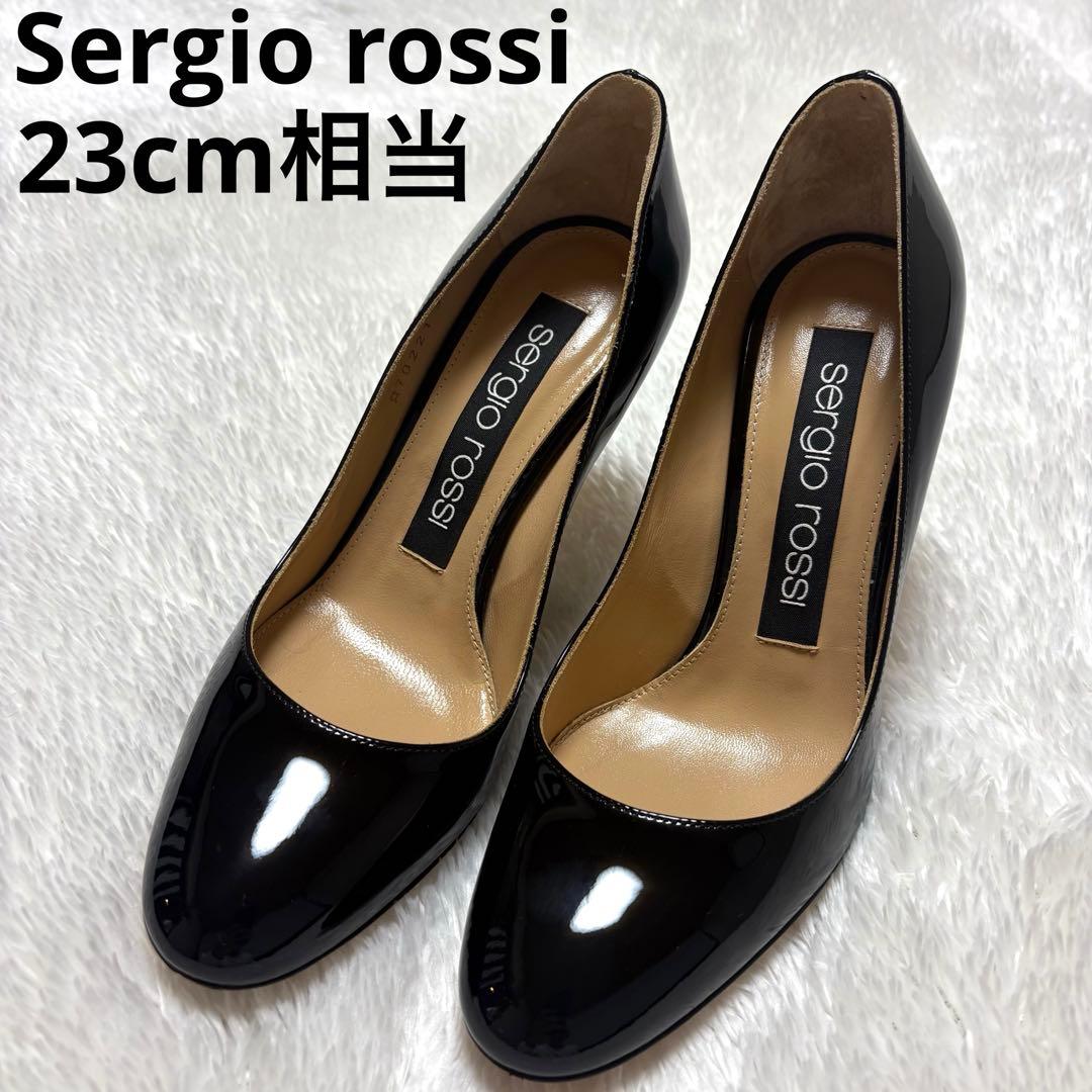 ✨極美品✨セルジオロッシ パンプス ハイヒール ブラック エナメル ラウンド