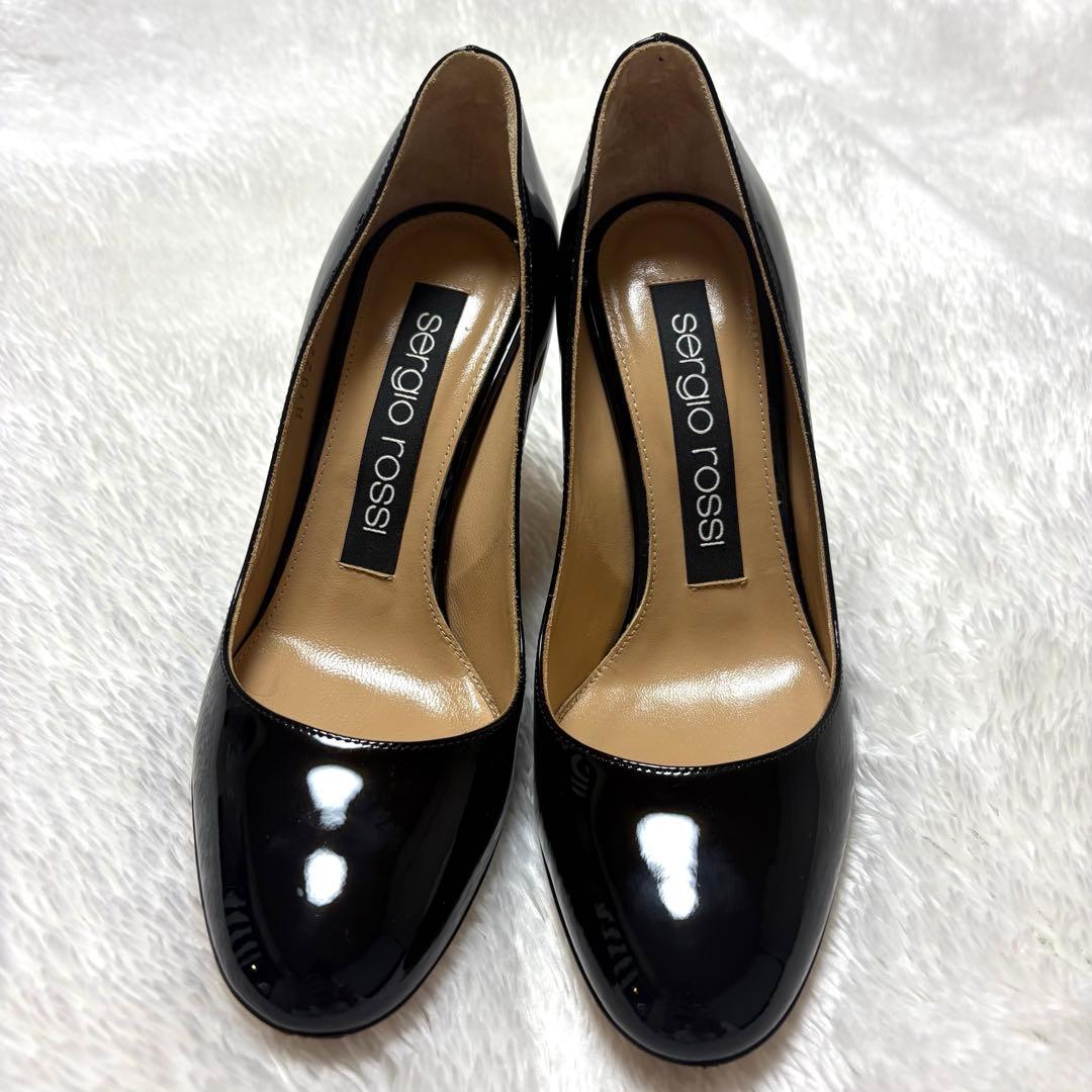 ✨極美品✨セルジオロッシ パンプス ハイヒール ブラック エナメル ラウンド