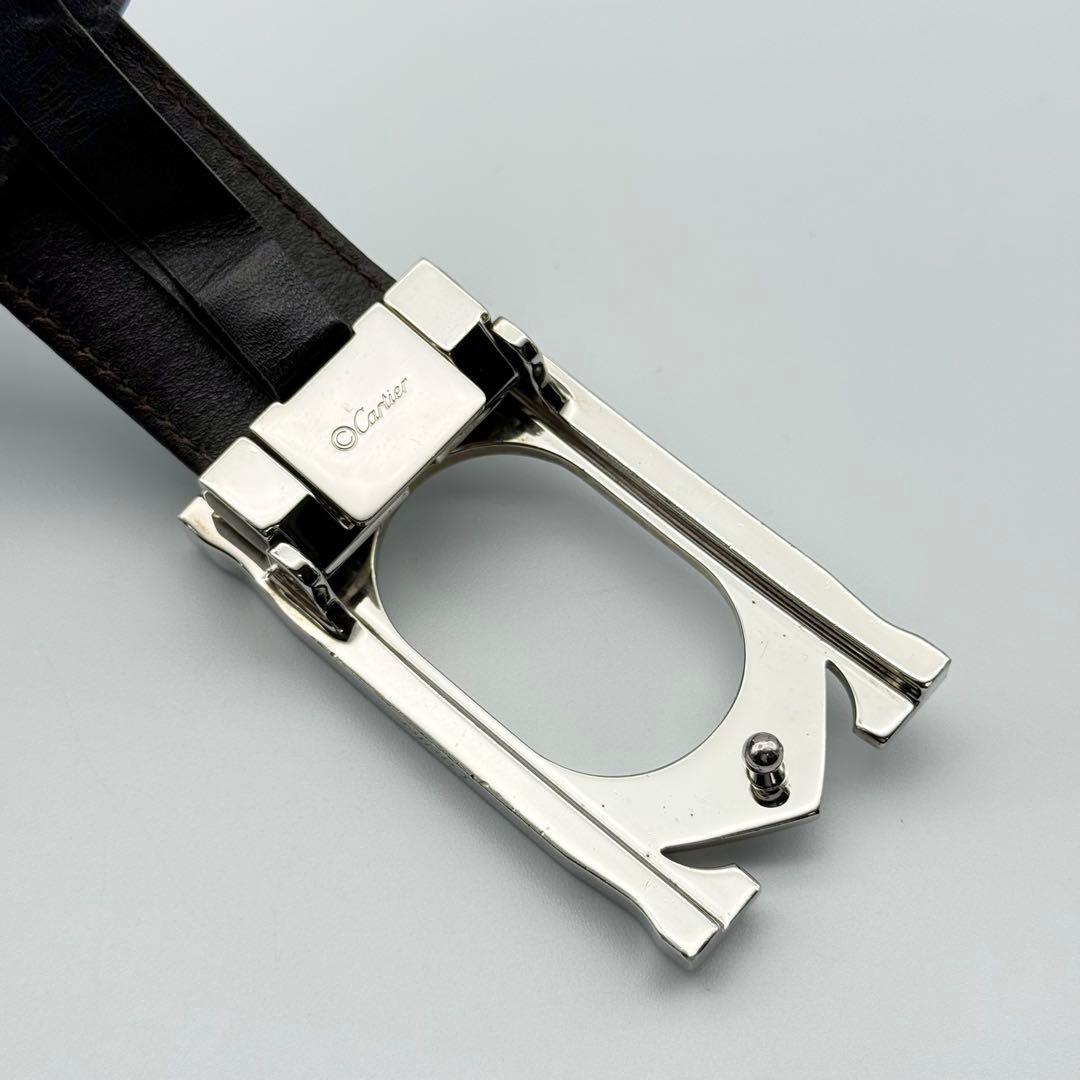 ✨良品✨カルティエ コネクトクロス ベルト 本革 シルバー金具 ビジネス 純正革