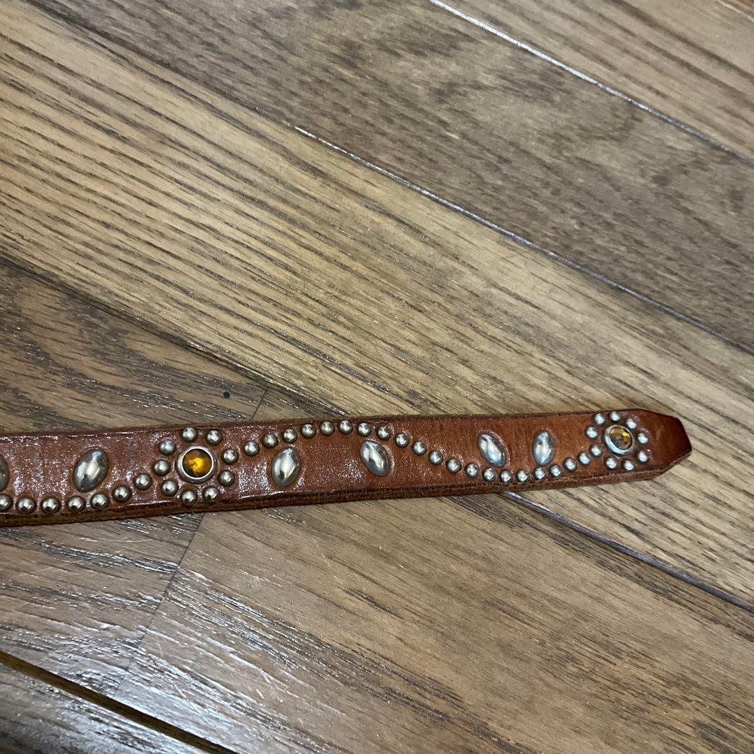 良品 HTC フラワースタッズ ナローベルト イエローストーン 32inch