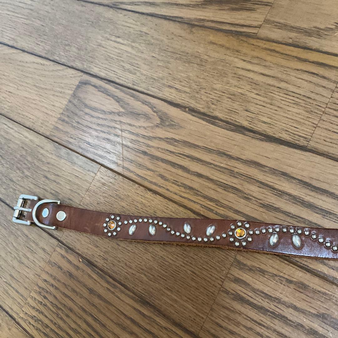 良品 HTC フラワースタッズ ナローベルト イエローストーン 32inch