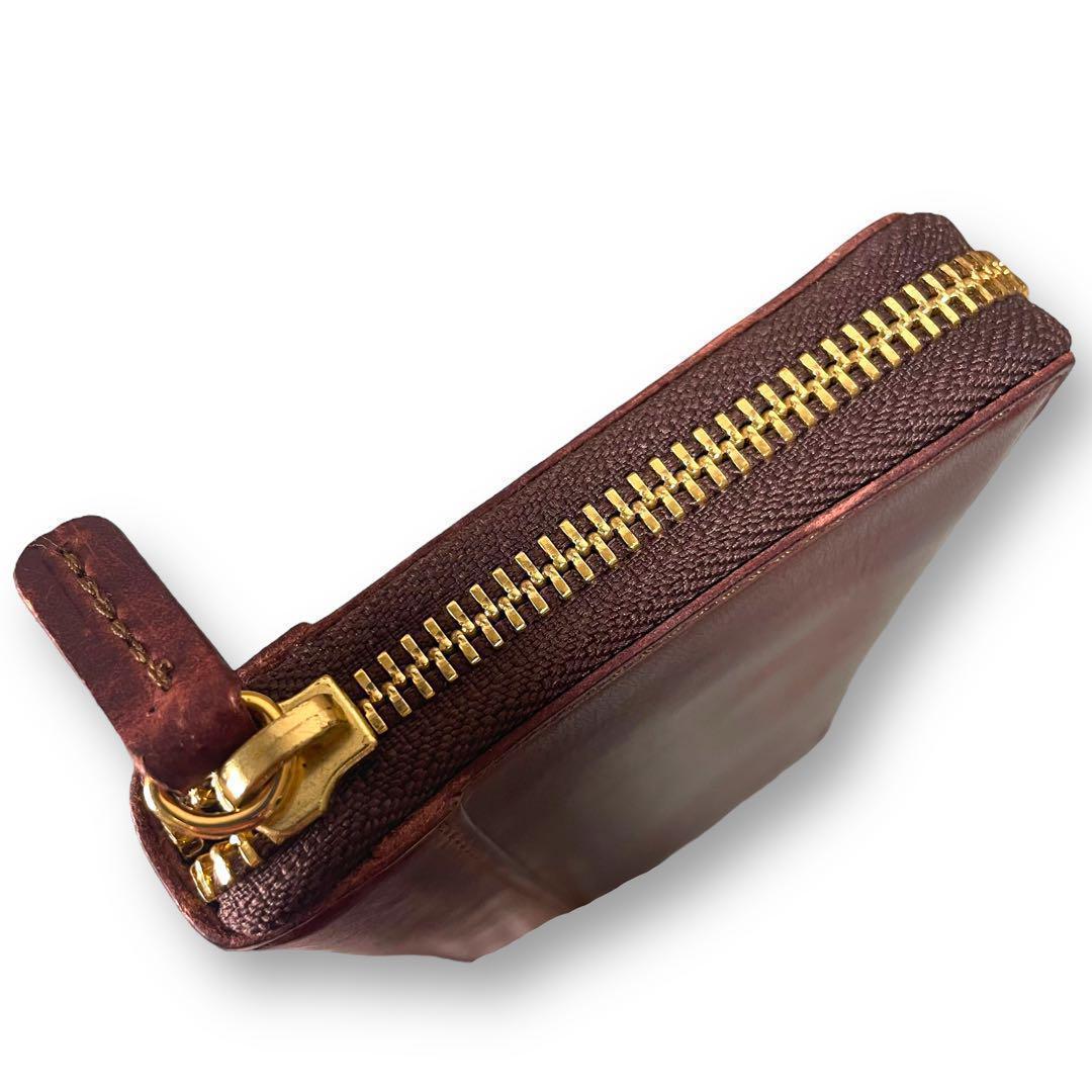 長財布 オイルレザー メンズ イタリアンレザー ダークブラウン ヌメ革 本革