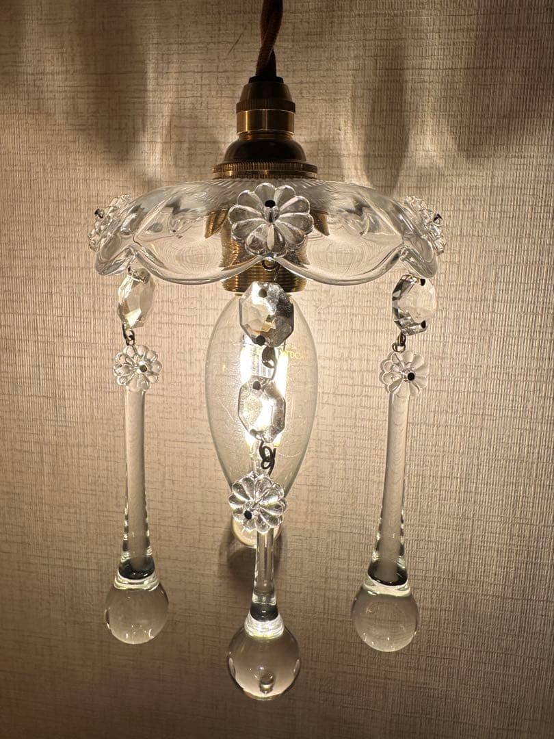 1920年代 フランス アンティーク 雨に濡れた可愛いお花のミニシャンデリア＊