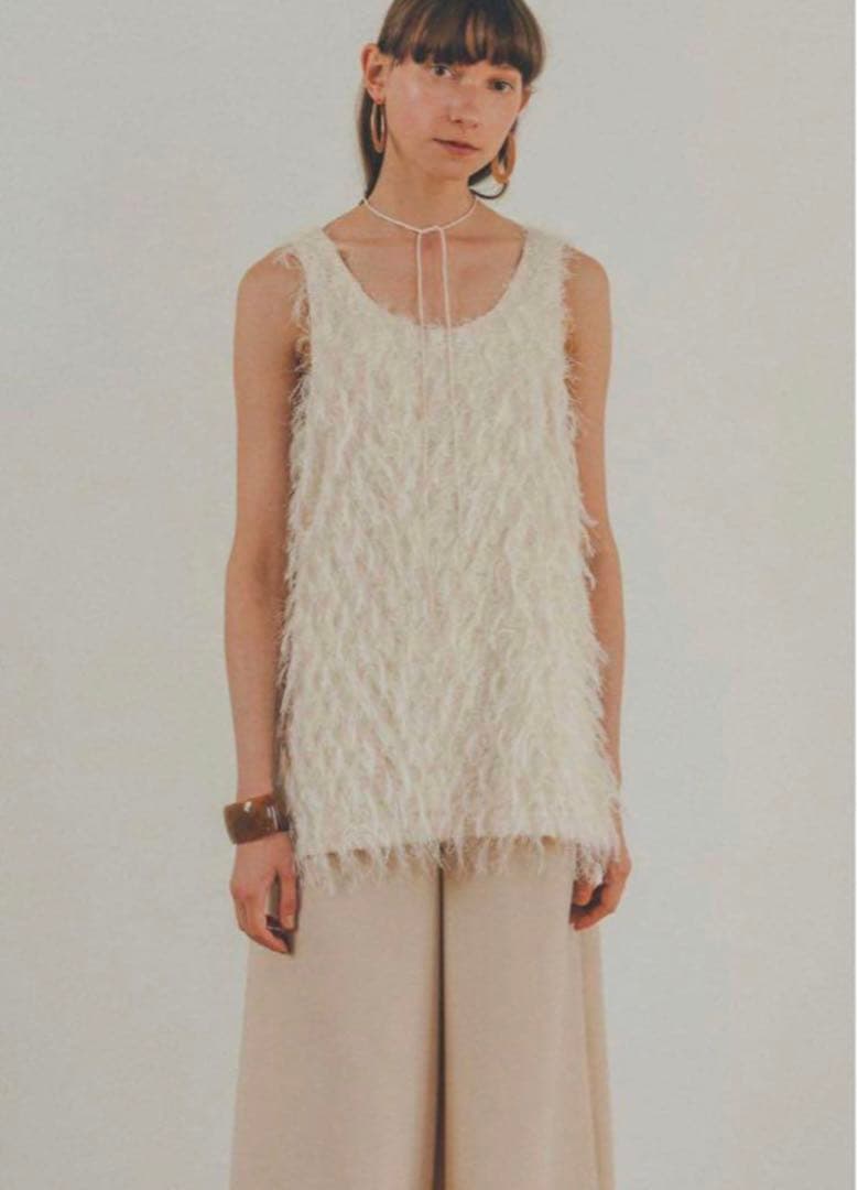 トップス CLANE W FACE CROSS FRINGE TOPS