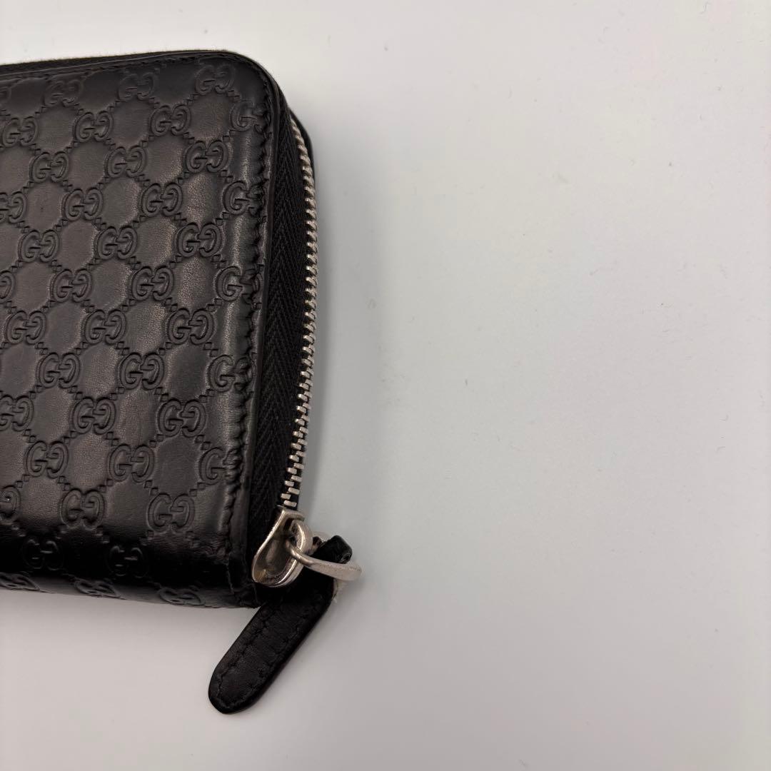 【付属品完備】GUCCI グッチ 長財布 黒 マイクロシマ ラウンドファスナー