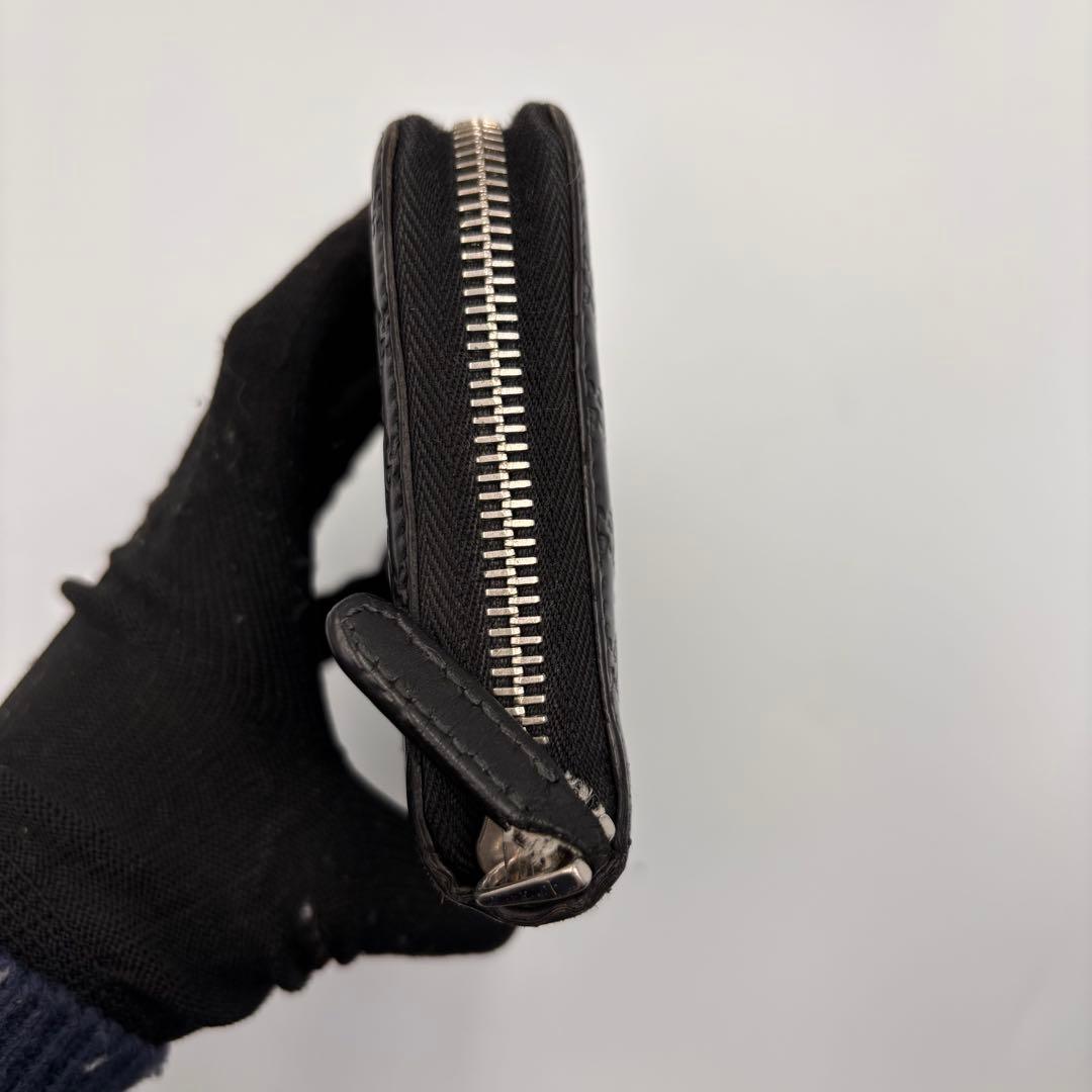 【付属品完備】GUCCI グッチ 長財布 黒 マイクロシマ ラウンドファスナー