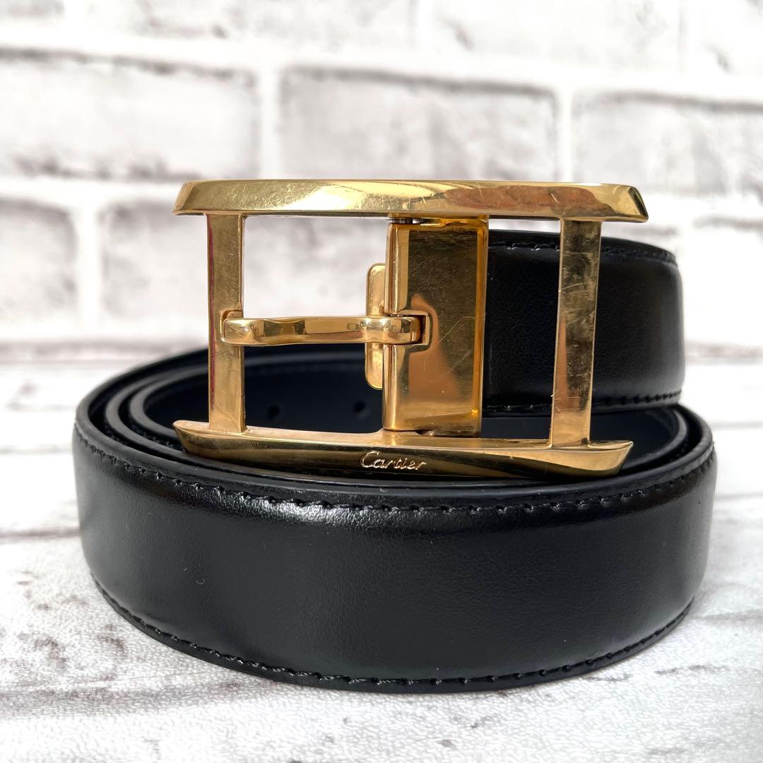 極美品✨カルティエ　ベルト　タンクドゥ　アルディロン　ゴールド金具　黒