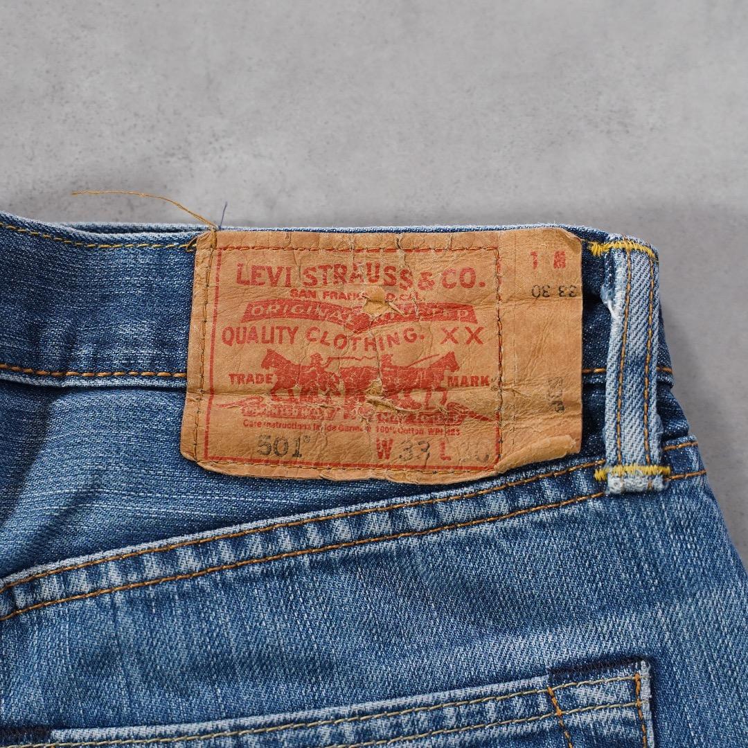 リーバイス501 Levis W33 ハチノス 青 ヒゲ 古着 17920