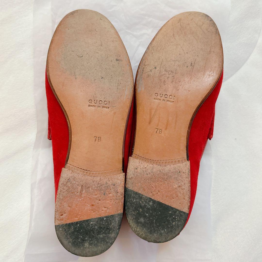 シャル様　GUCCI グッチ　ホースビット　ビットローファー　スエード　赤