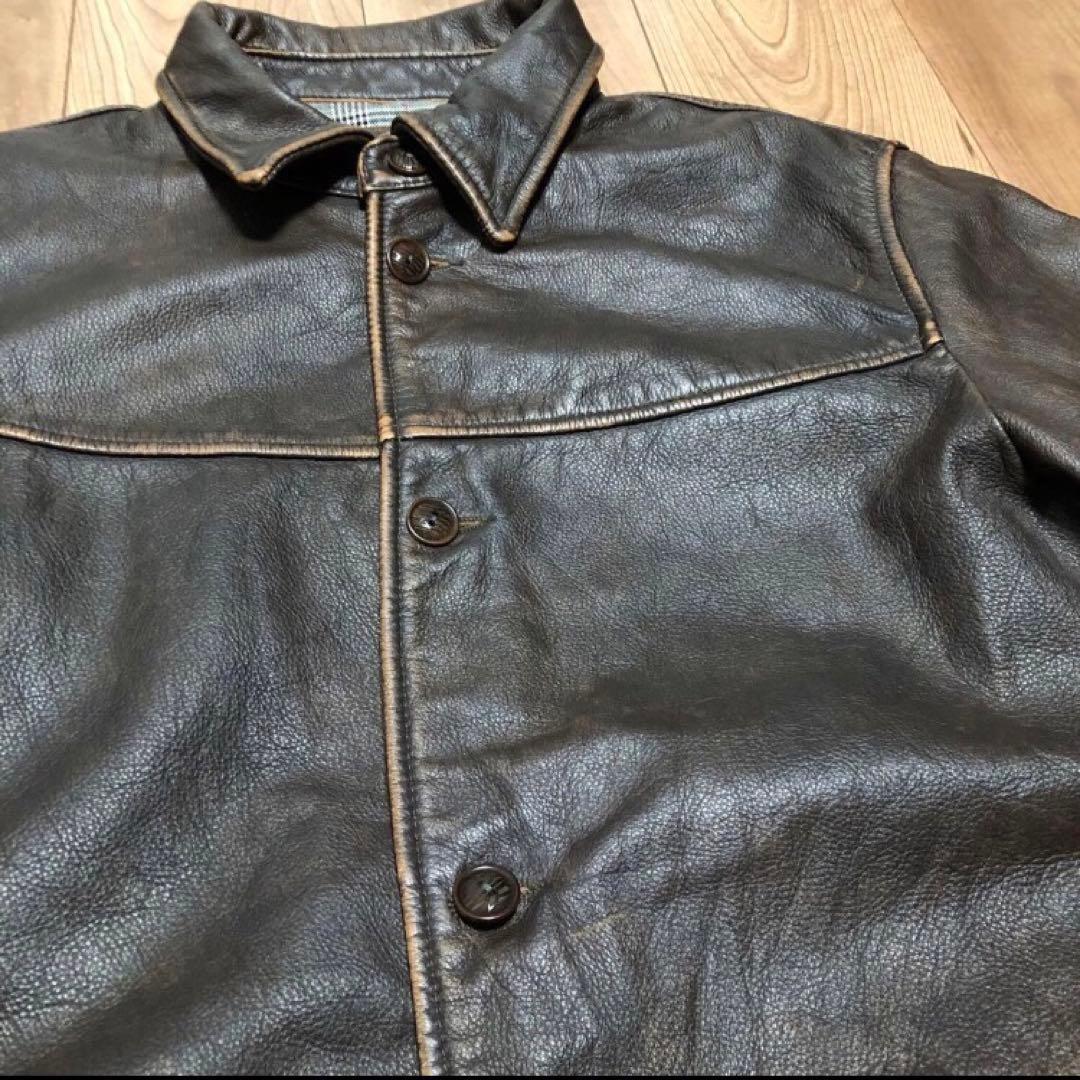 ぱ*る様 カーコート レザー 牛革 ブラウン ヴィンテージ 古着 キムタク