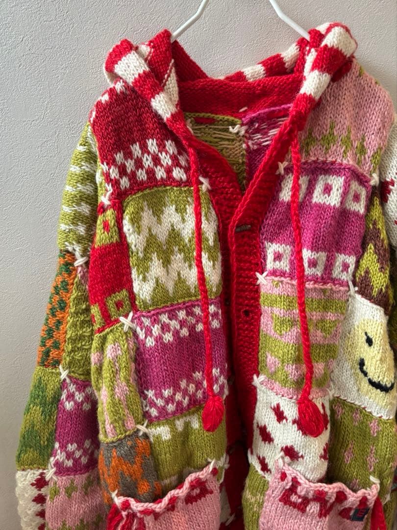 EL RODEO エルロデオ パッチワーク ニット コート ニコちゃん