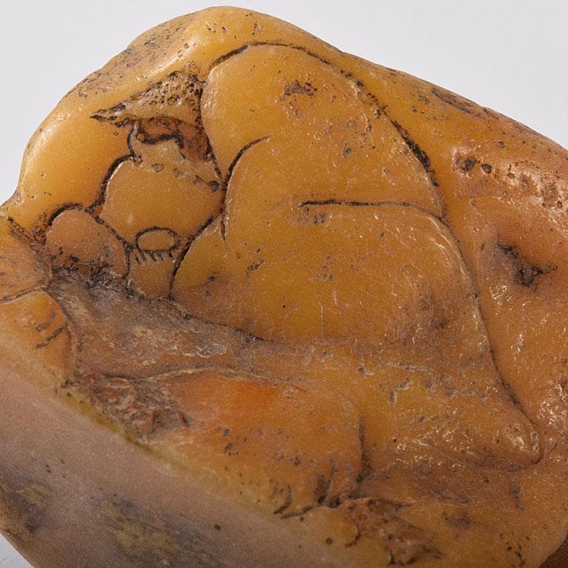 中国　篆刻　玉石田黄石彫刻　山水人物刻　印材　置物　V　R8469