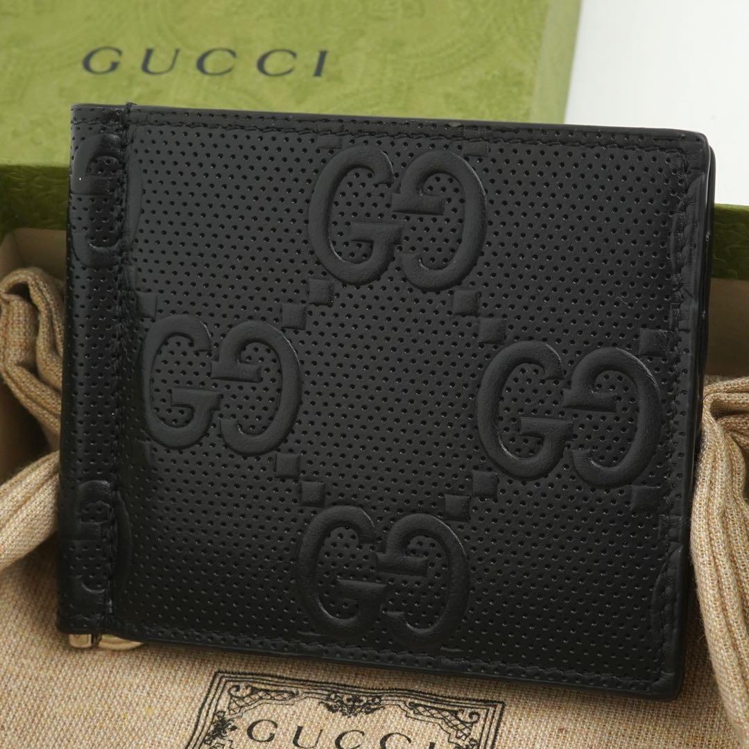 ✨未使用に近い✨　GUCCI グッチ　マネークリップ　GGエンボス　ブラック