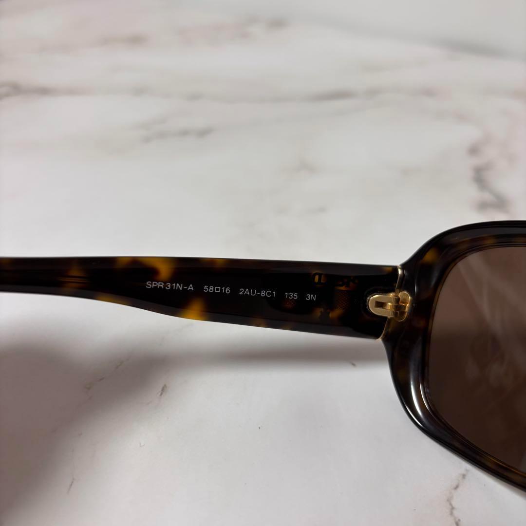 【超美品】 プラダ サングラス ゴールドロゴ ブラウン イタリア産 べっ甲風