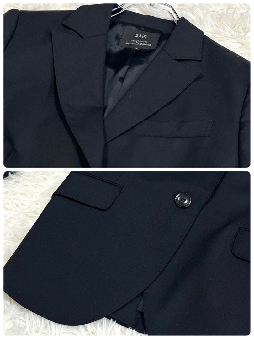 『美品』23区 セットアップパンツスーツ ブラック38 イタリア製生地ストレッチ