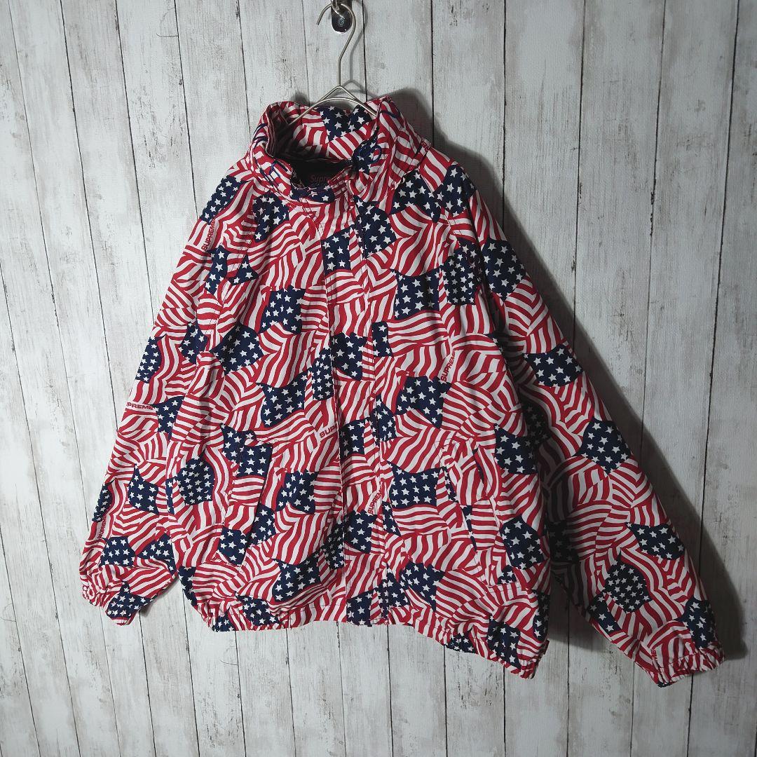 【極美品】シュプリーム　星条旗　総柄　ジップ　パーカー　ブルゾン　ジャケット