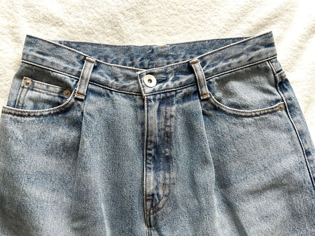 完売品 EVERYDAY I LIKE. タックバギーデニムパンツ ワイド　34