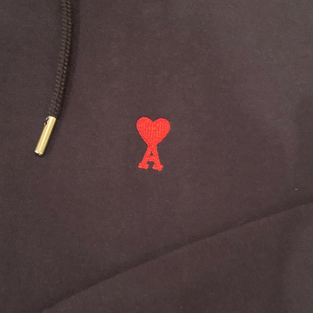 【新品 AMI Paris】パーカー ネイビー L 男女兼用 正規品 赤刺繍ロゴ