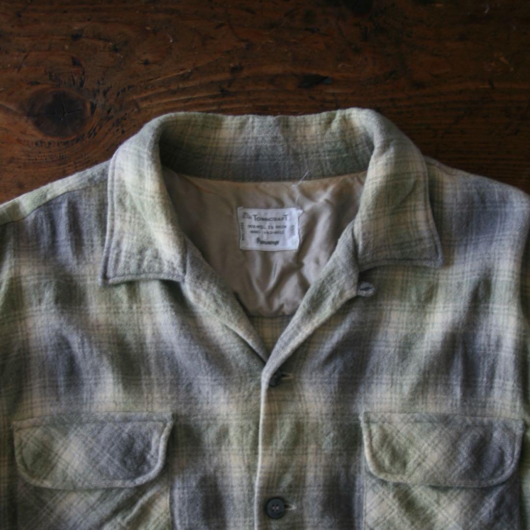 ゲ*ツ様 60s TownCraft シャドーチェック　ウールシャツ　オンブレ