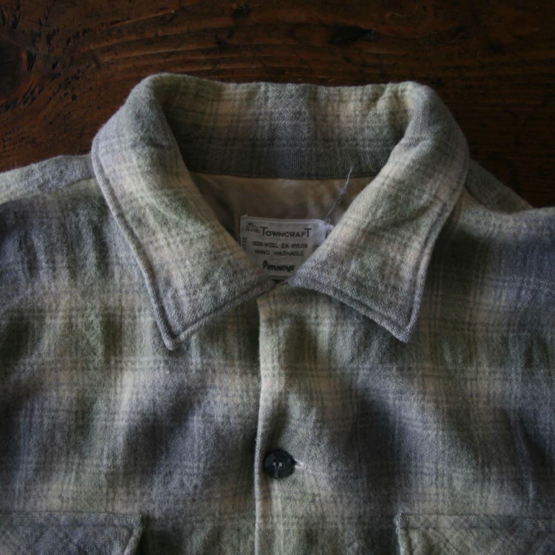 ゲ*ツ様 60s TownCraft シャドーチェック　ウールシャツ　オンブレ