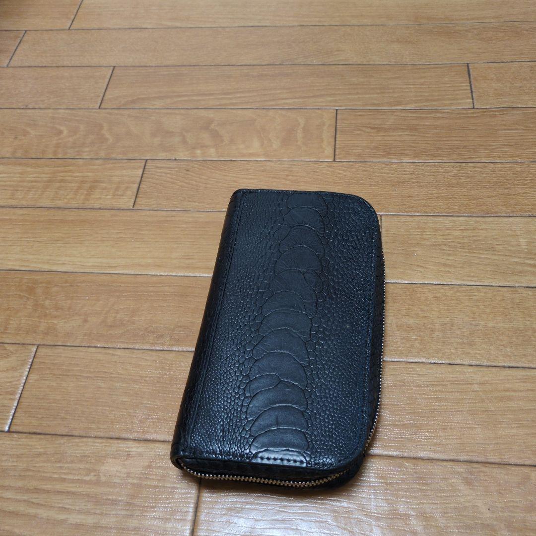 ALUZUNIオ−ストリッチ革ブラック長財布