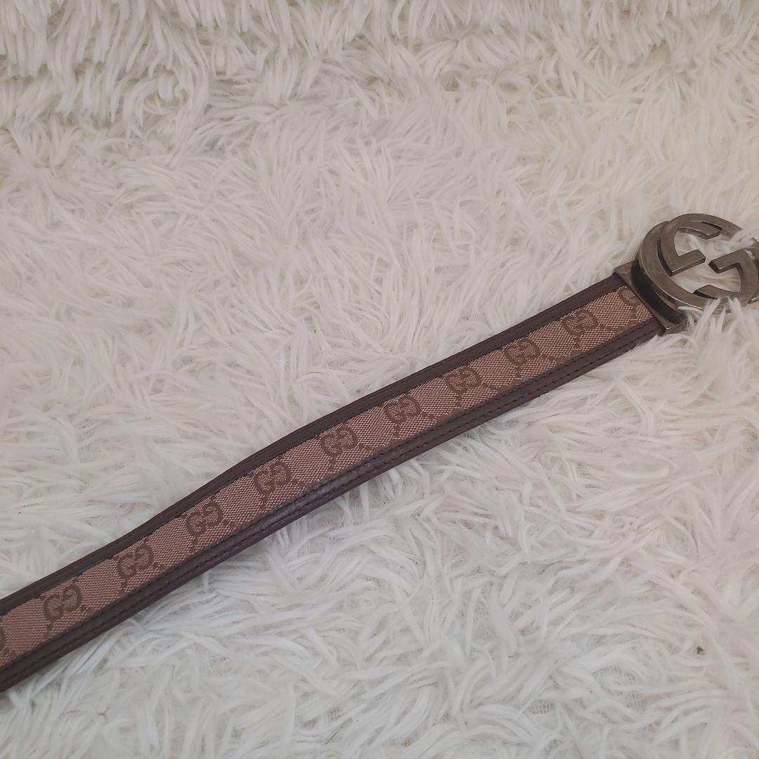 ⭐美品⭐Gucci インターロッキングG キャンバス×レザー ベルト メンズ