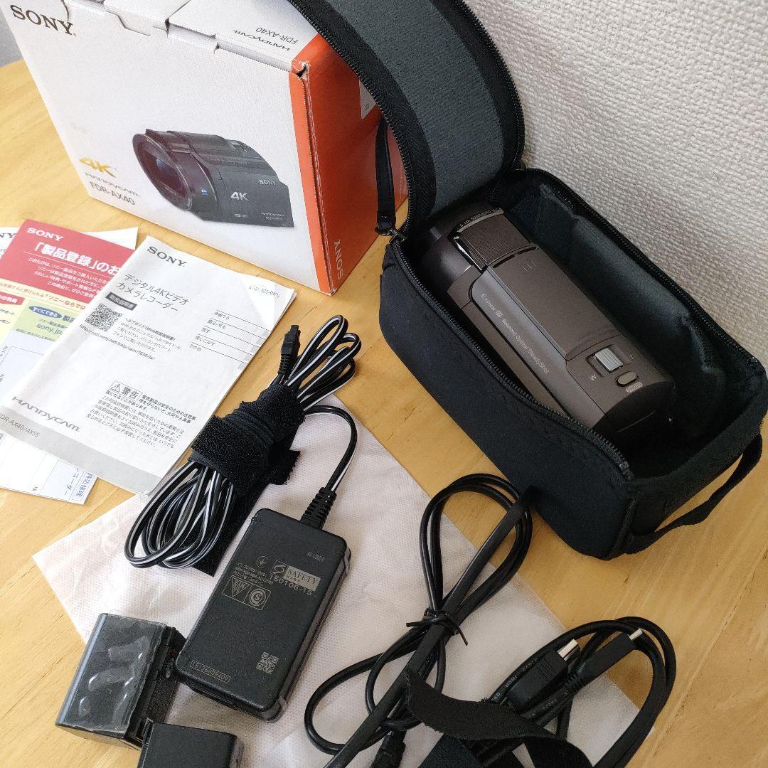 ソニー4Kビデオカメラ SONY FDR-AX40　バッテリー2個