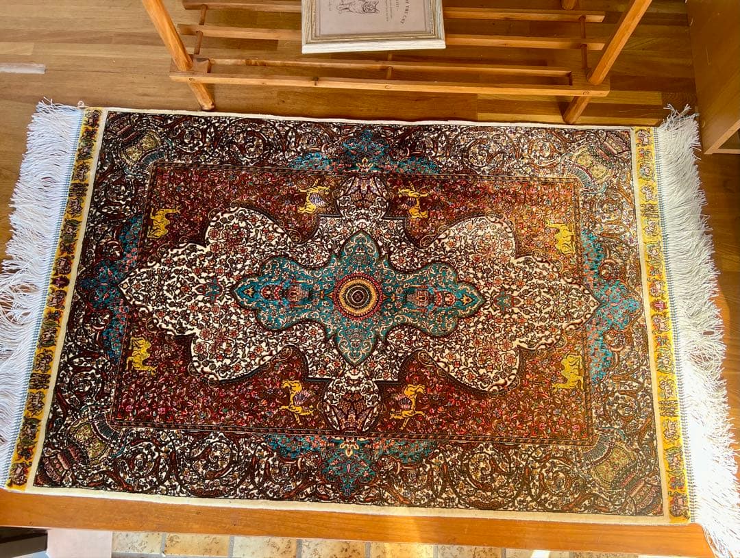 イラン、シルク銀柑シルクラグ/サイズ：60x90cm…..mp2。
