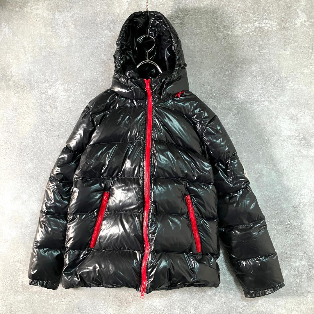 Laplaud　ダウンジャケット　長袖　ブラック　ロゴ　フーディー　フェザー