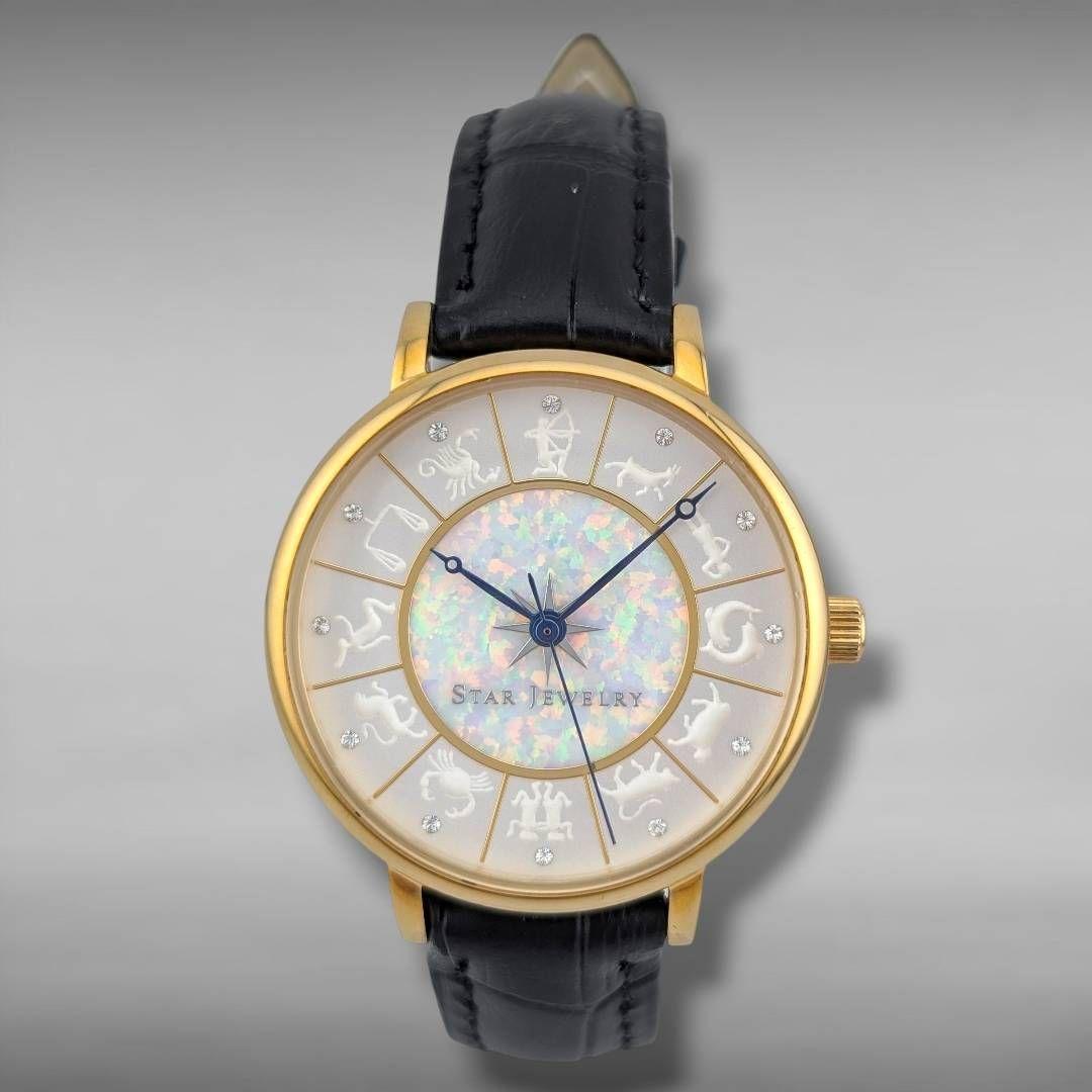 【新品電池/ベルト・稼働・美品】スタージュエリー ホワイトゾディアック オパール