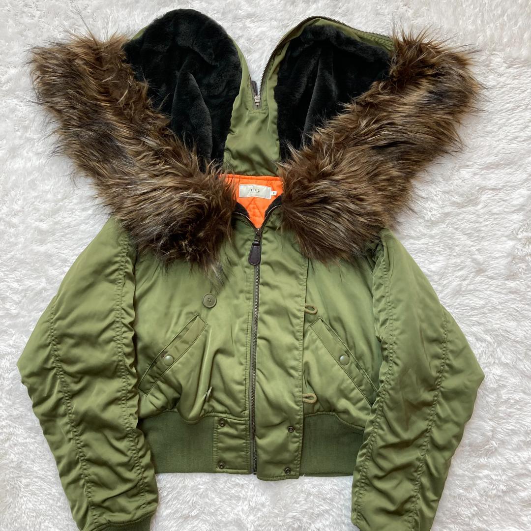 00s y2k 短丈 N2B フライトジャケット S ファー付フード ショート丈