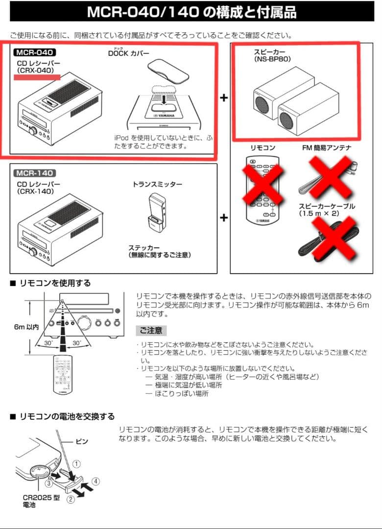 YAMAHA マイクロコンポーネントシステム CRX-040+NS-BP80