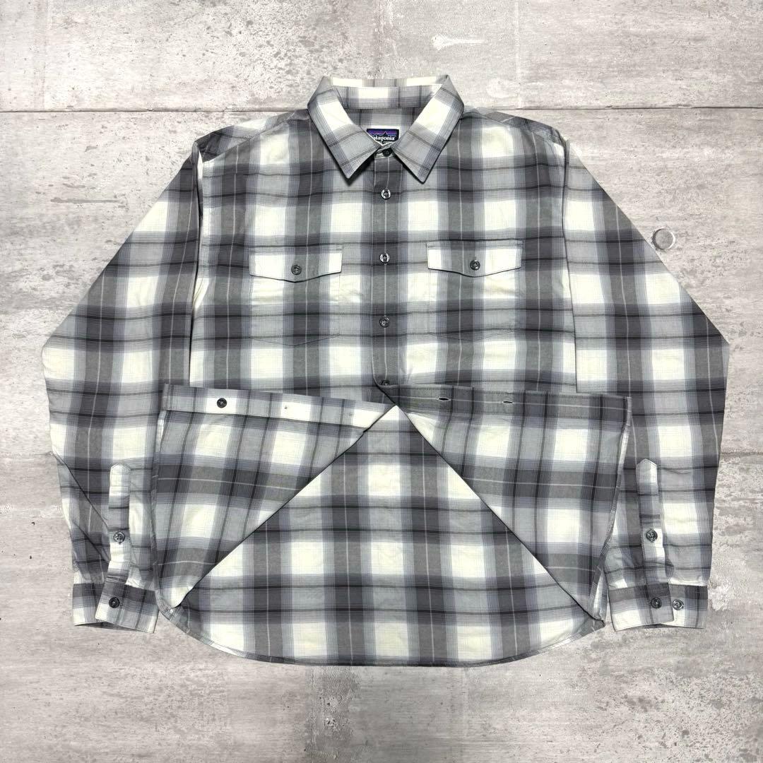patagonia 15年製 バックショットシャツ ブラック ホワイト オンブレ