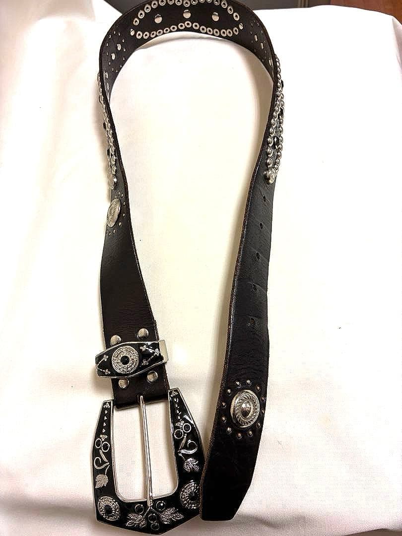 TORNADO MART デコレートバックル スタッズブラックベルト