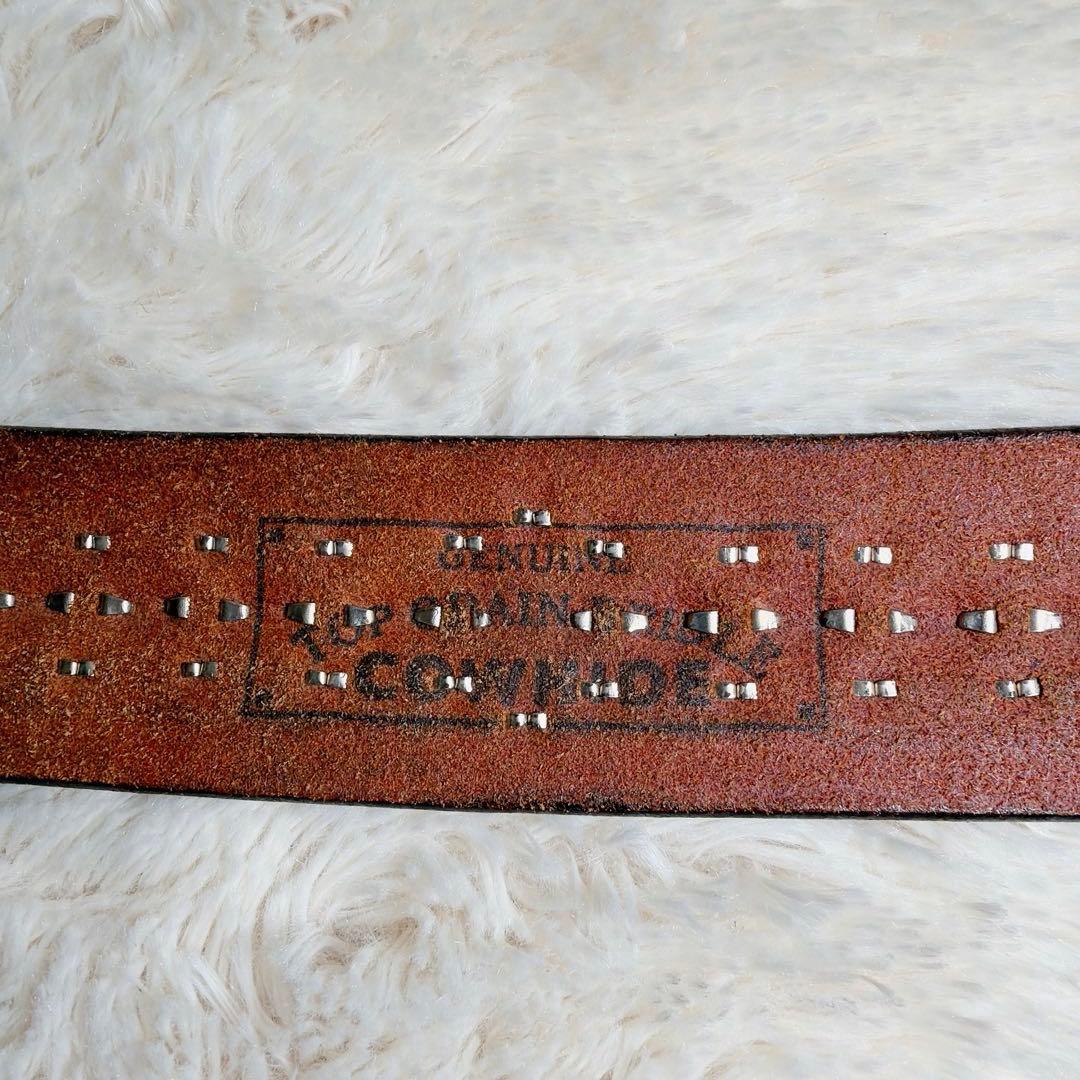 【希少デザイン】カウレザー　本革　スタッズ　ビジュー　ウエスタンベルト　メンズ